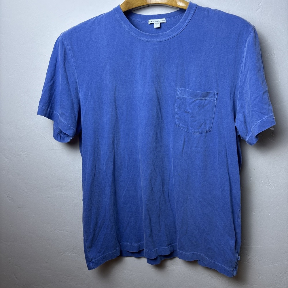 James Perse T-Shirt Men's Size 4 Cotton Patch Pocket Light Blue USA